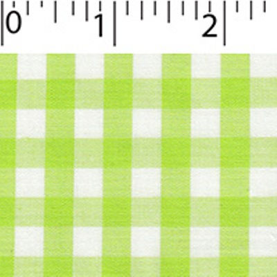 light weight polyester cotton 1/4 inch gingham in apple green and white