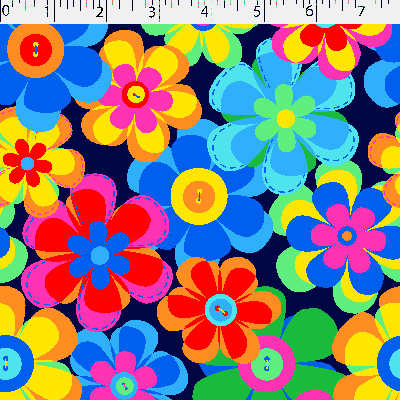 FLANNELETTE PRINTS - BUTTON FLOWERS