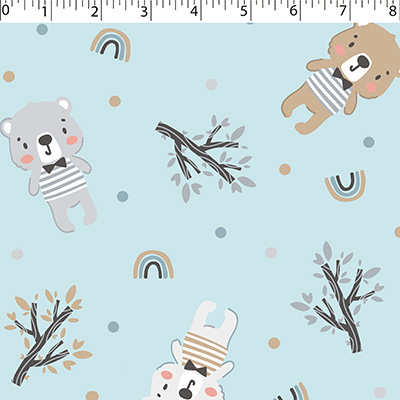 FLANNELETTE PRINTS - RAINBOW TEDDY