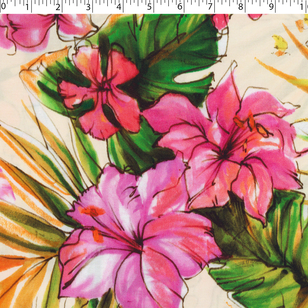 DEIRDRE RAYON POPLIN PRINTS - HIBISCUS
