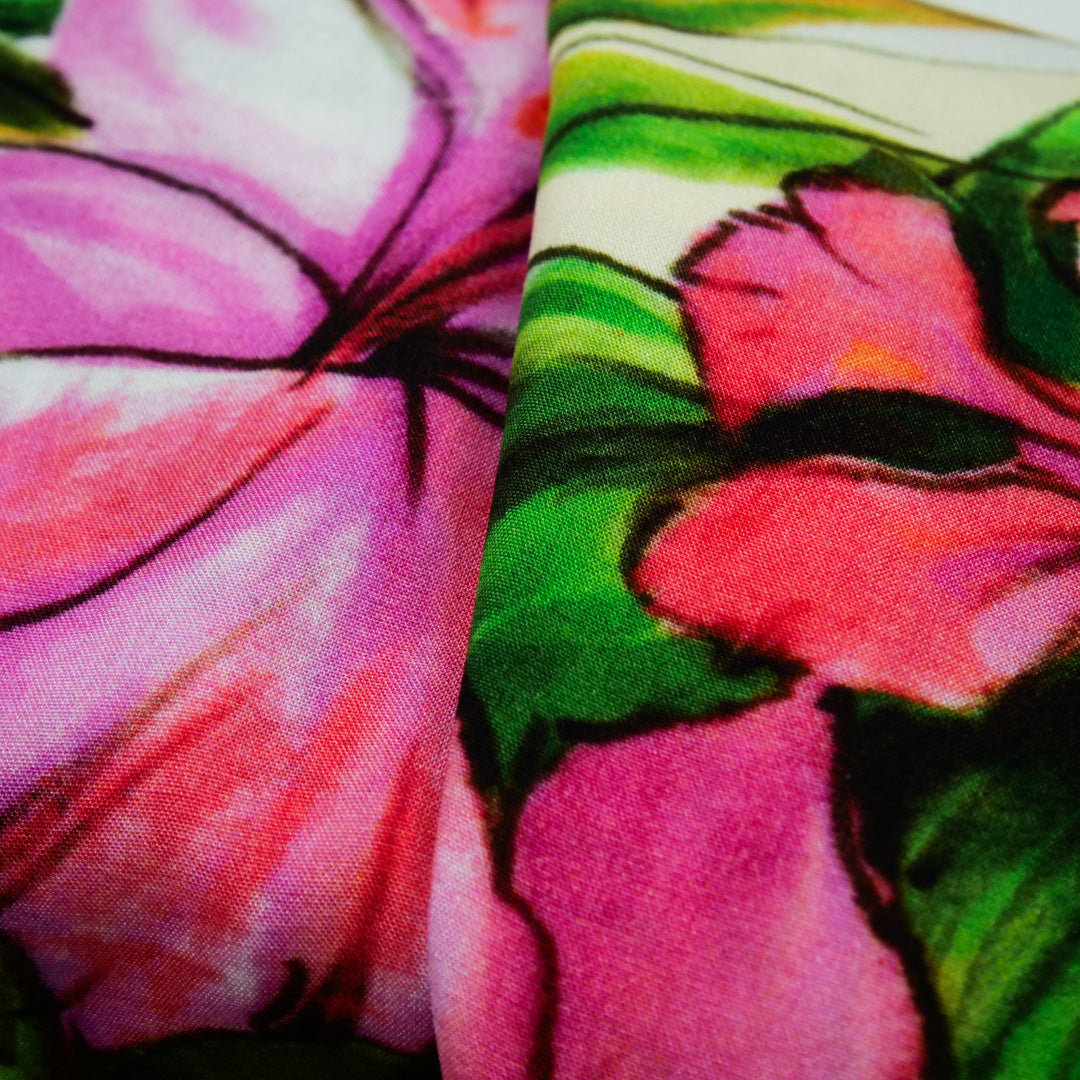 DEIRDRE RAYON POPLIN PRINTS - HIBISCUS