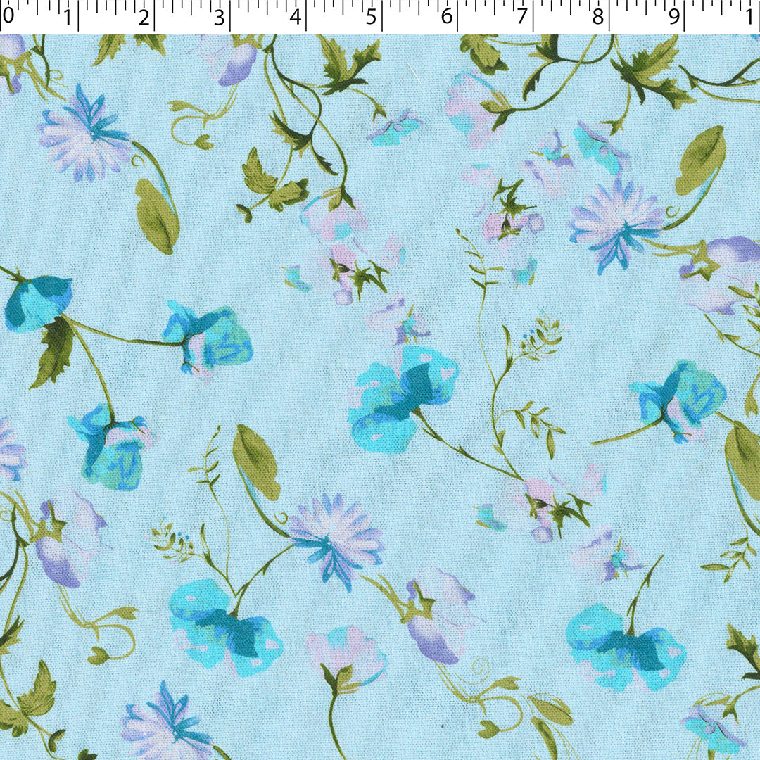 PRETTY POSIES - RAYON LINEN PRINTS - SMALL ALLOVER FLORAL