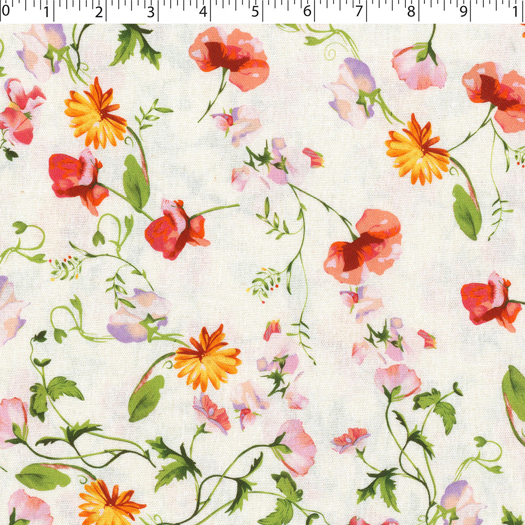 PRETTY POSIES - RAYON LINEN PRINTS - SMALL ALLOVER FLORAL