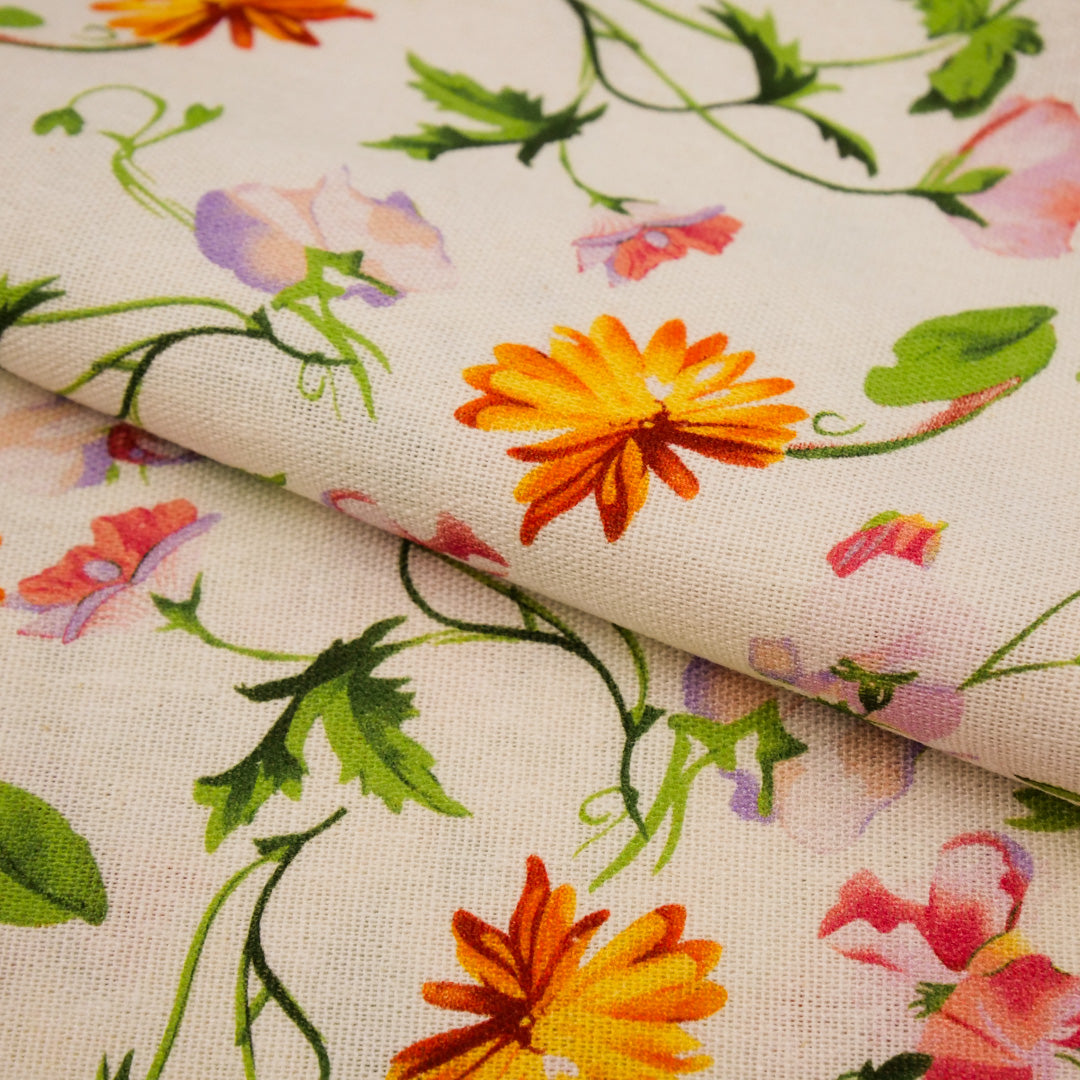 PRETTY POSIES - RAYON LINEN PRINTS - SMALL ALLOVER FLORAL