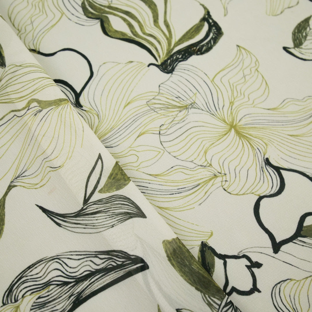 GEMINI COLLECTION - CHIFFON TWIN PRINTS - ABSTRACT MONOTONE FLORAL