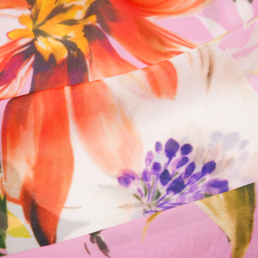 GEMINI COLLECTION - CHIFFON TWIN PRINTS - LARGE WATERCOLOR FLORAL