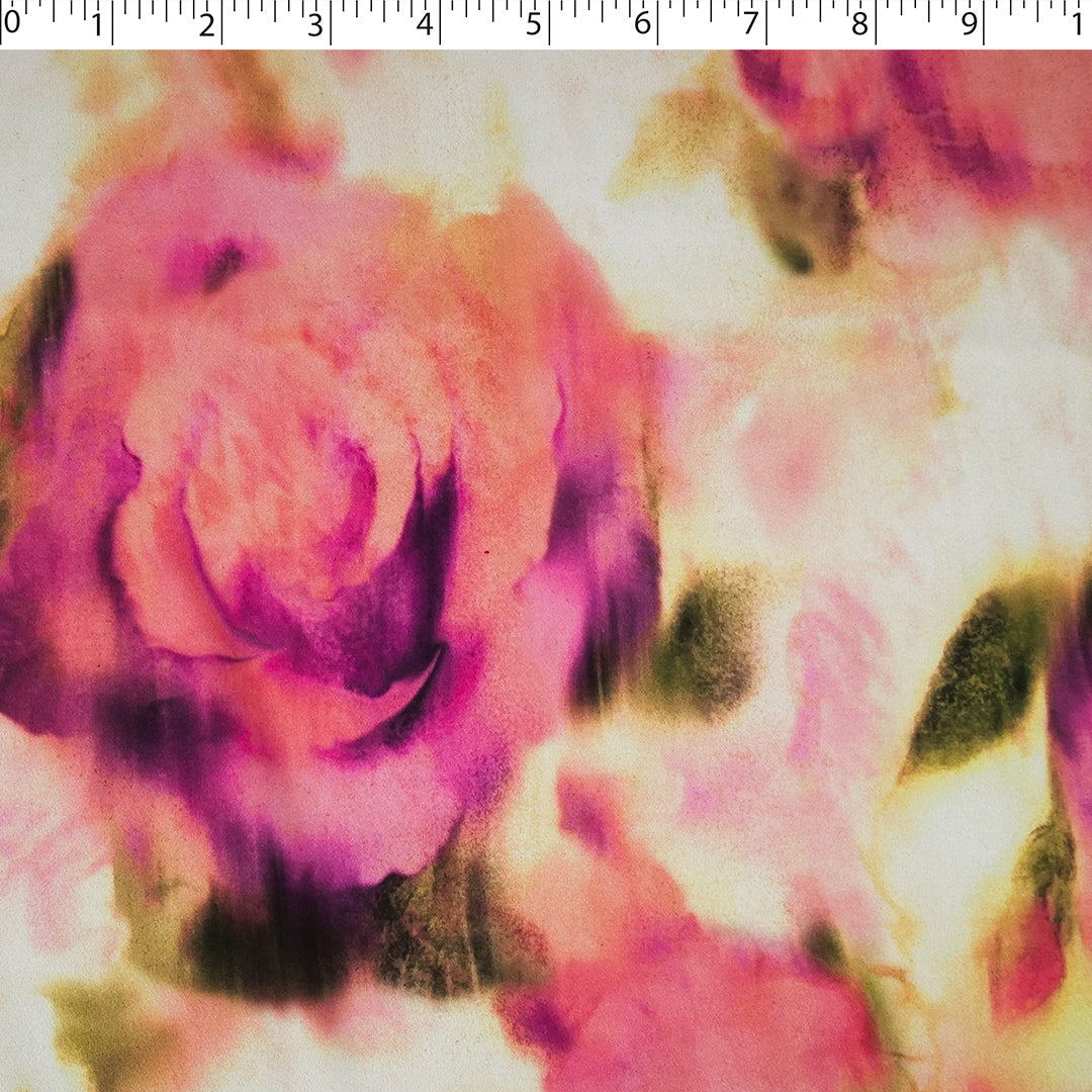 GEMINI COLLECTION - SATIN PRINTS - ABSTRACT WATERCOLOR LARGE ROSES