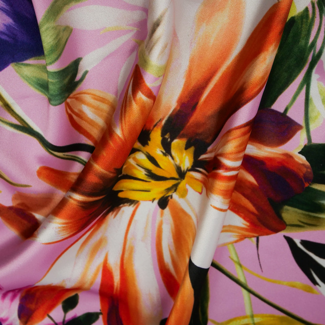 GEMINI COLLECTION - SATIN TWIN PRINTS - LARGE WATERCOLOR FLORAL