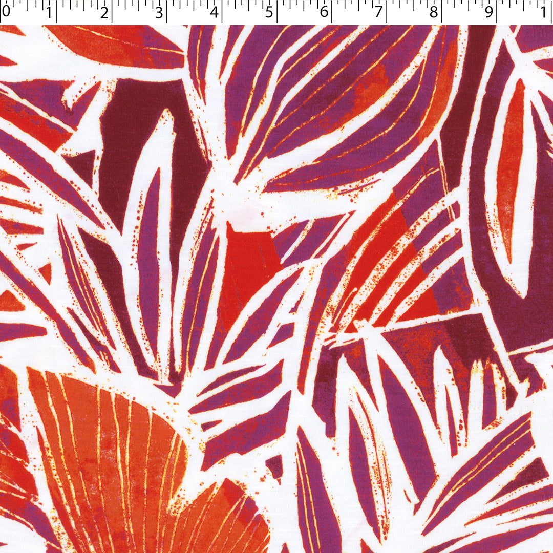 SUNSET SERENADE - SLUB KNIT PRINTS - ABSTRACT LEAVES