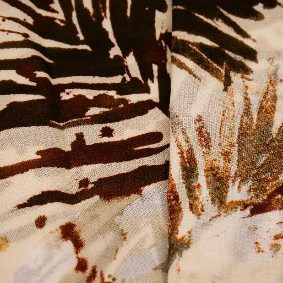 DESERT SANDS - COTTON VOILE PRINTS - ABSTRACT TROPICAL LEAVES