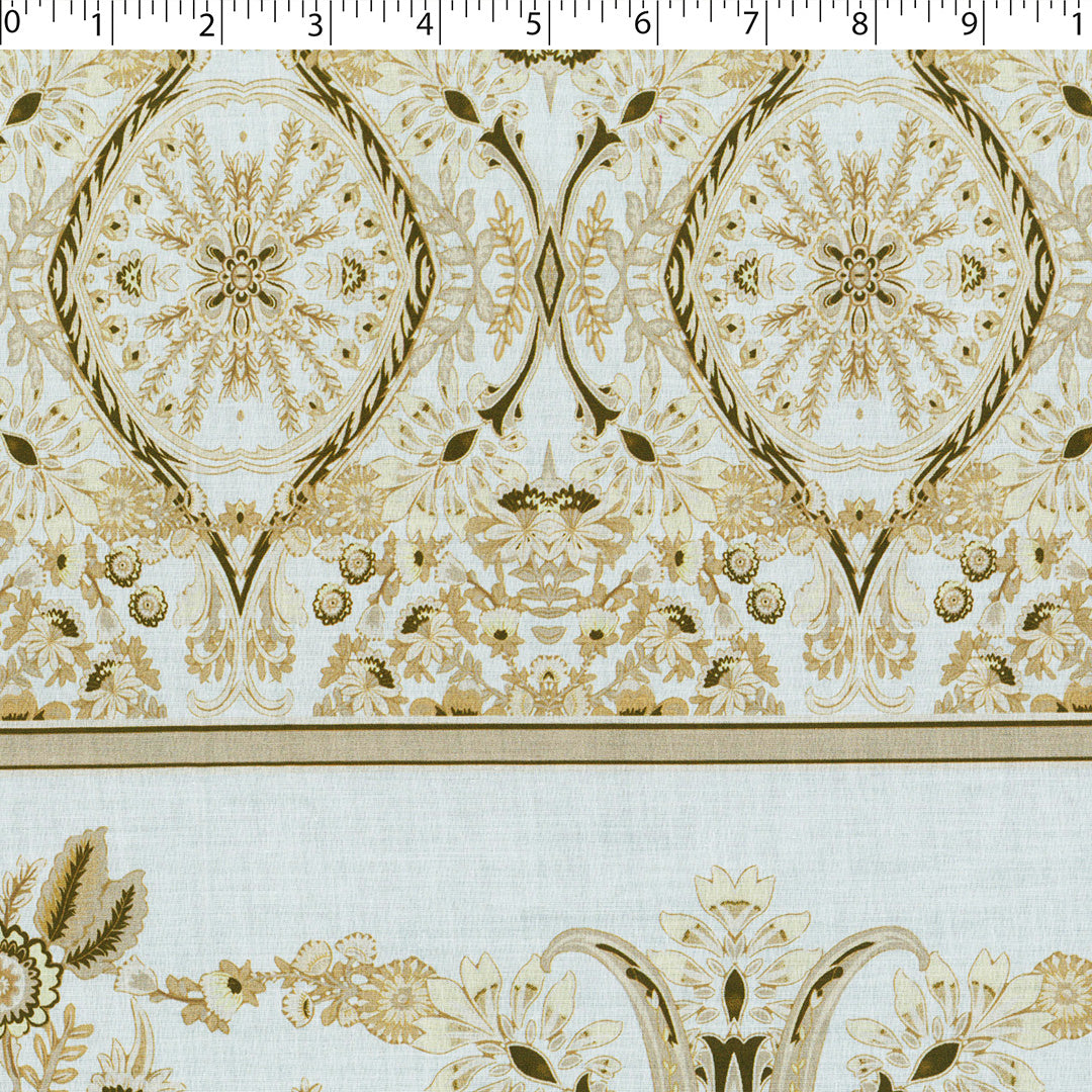 DESERT SANDS - COTTON VOILE PRINTS - ABSTRACT PAISLEY ONE SIDE BORDER