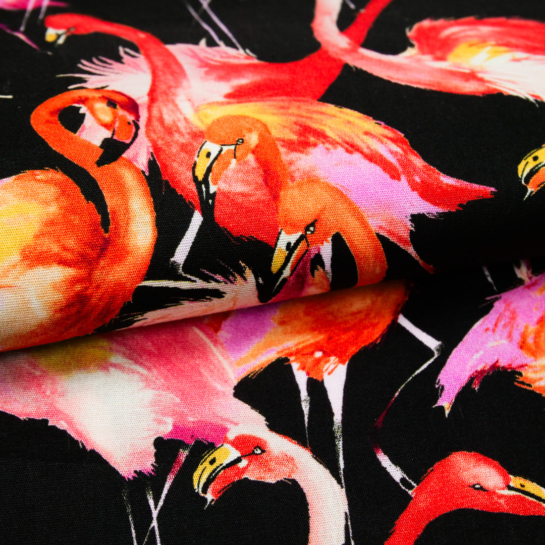 CHIT CHAT COLLECTION - STRETCH COTTON PRINTS - FLAMINGO'S