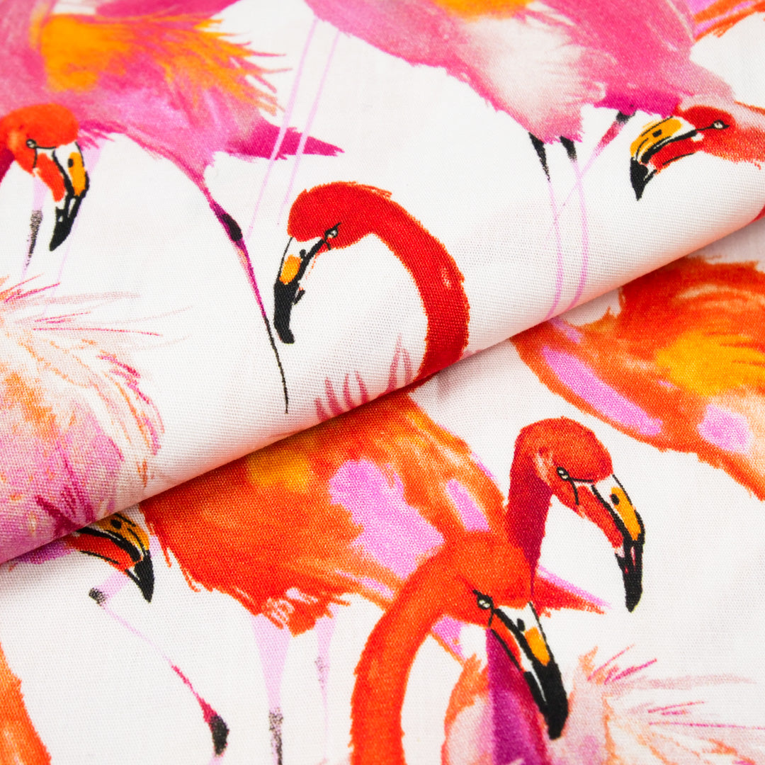 CHIT CHAT COLLECTION - STRETCH COTTON PRINTS - FLAMINGO'S