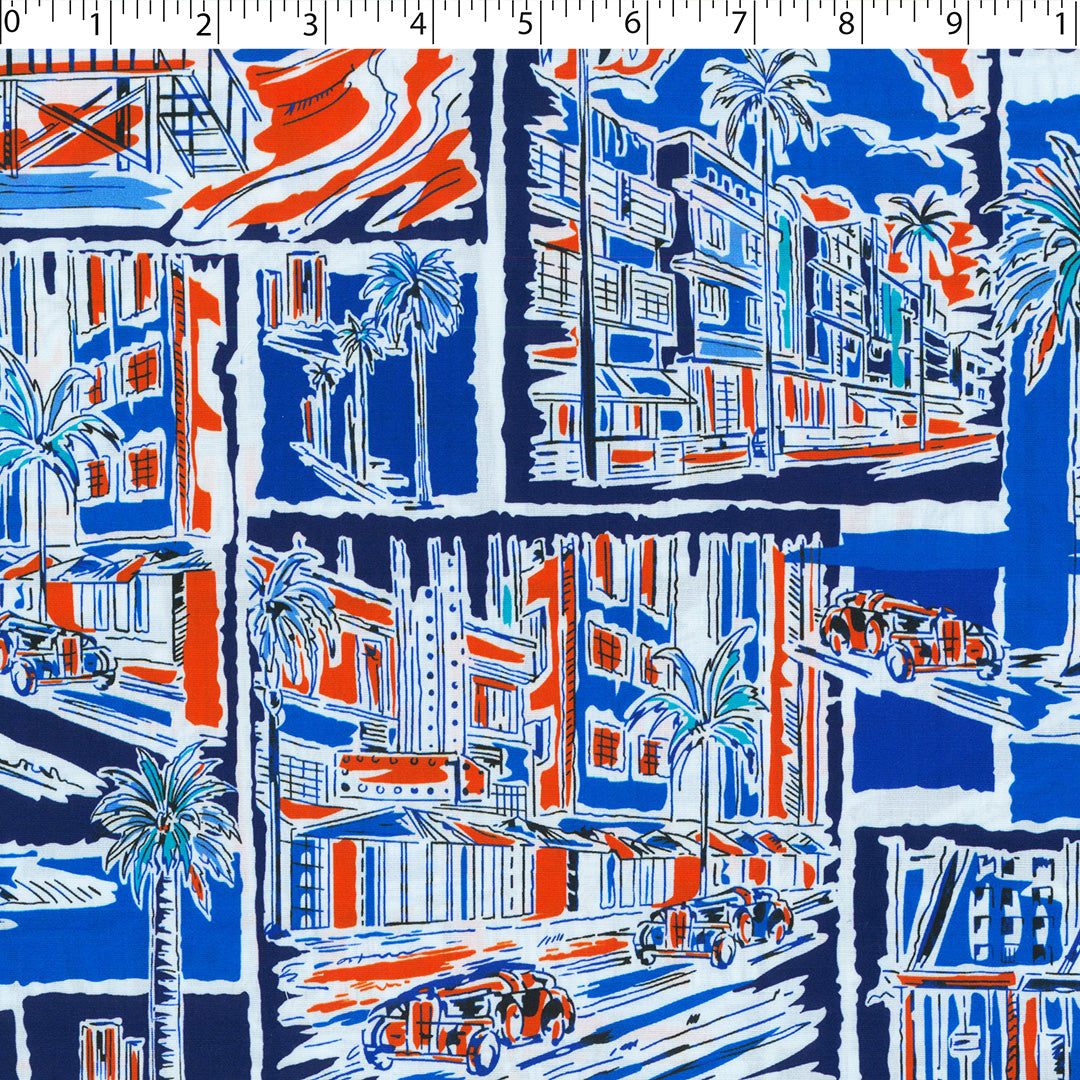 CHIT CHAT COLLECTION - STRETCH COTTON PRINTS - SCENIC TROPICAL