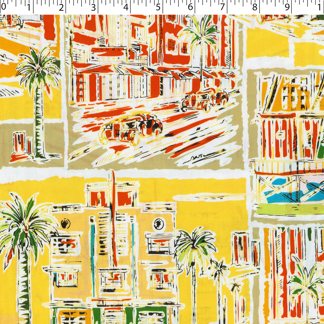 CHIT CHAT COLLECTION - STRETCH COTTON PRINTS - SCENIC TROPICAL