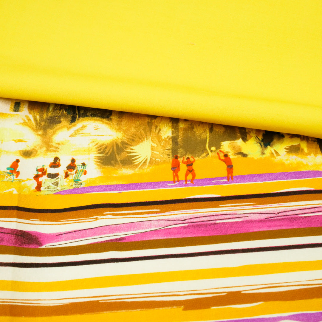 CHIT CHAT COLLECTION - STRETCH COTTON PRINTS - TROPICAL PARADISE ONE-SIDE BORDER