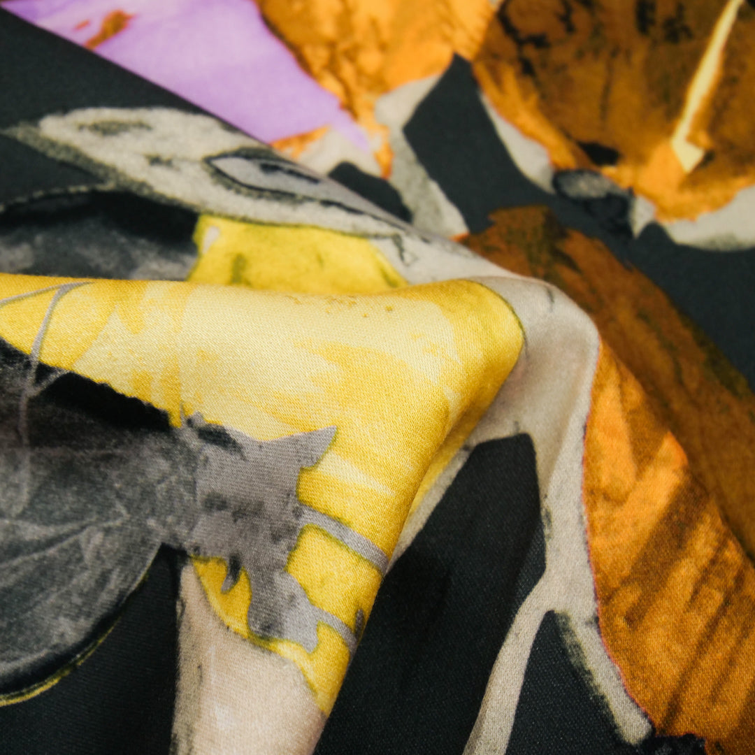 PANDORA - RAYON SATIN PRINTS - ABSTRACT LEAVES