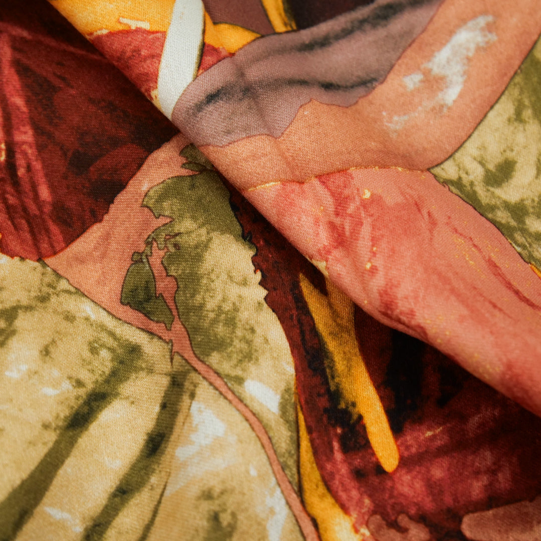 PANDORA - RAYON SATIN PRINTS - ABSTRACT LEAVES