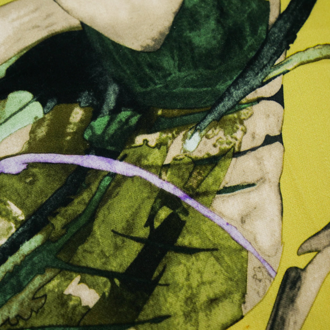 VERDE - RAYON SATIN PRINTS - ABSTRACT LEAVES