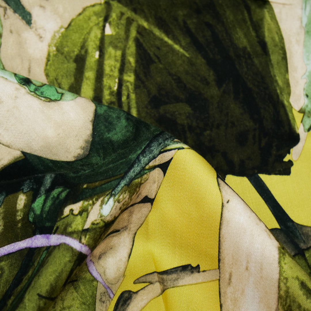 VERDE - RAYON SATIN PRINTS - ABSTRACT LEAVES