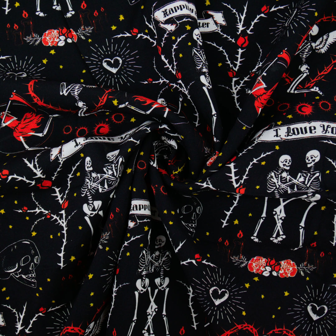 ARIELLE - RAYON PRINTS - SKELETONS/HEARTS