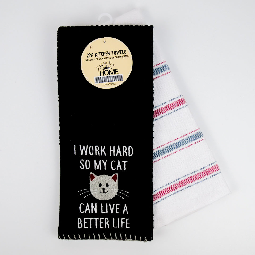 2PK KITCHEN TOWELS - CAT'S LIFE