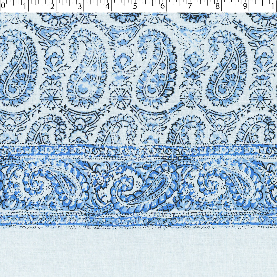 EVERYDAY BLUES-COTTON VOILE PRINTS-ONE SIDE PAISLEY BORDER