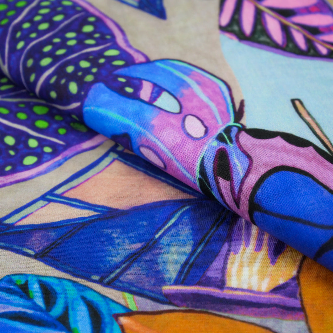 MARBELLA-COTTON VOILE PRINTS-TROPICAL LEAVES