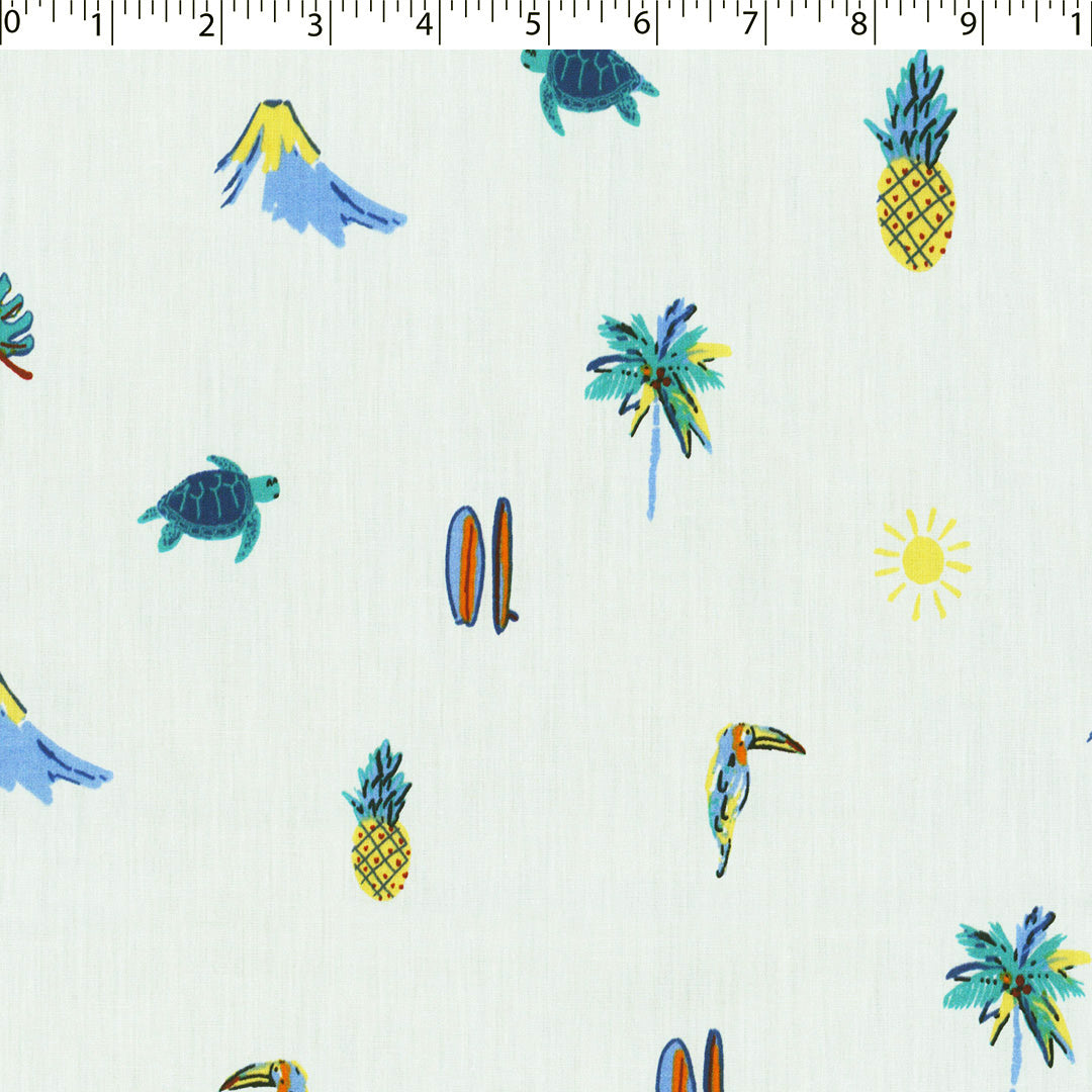 AVERY-COTTON POPLIN PRINTS-PALM TREES / TURTLES