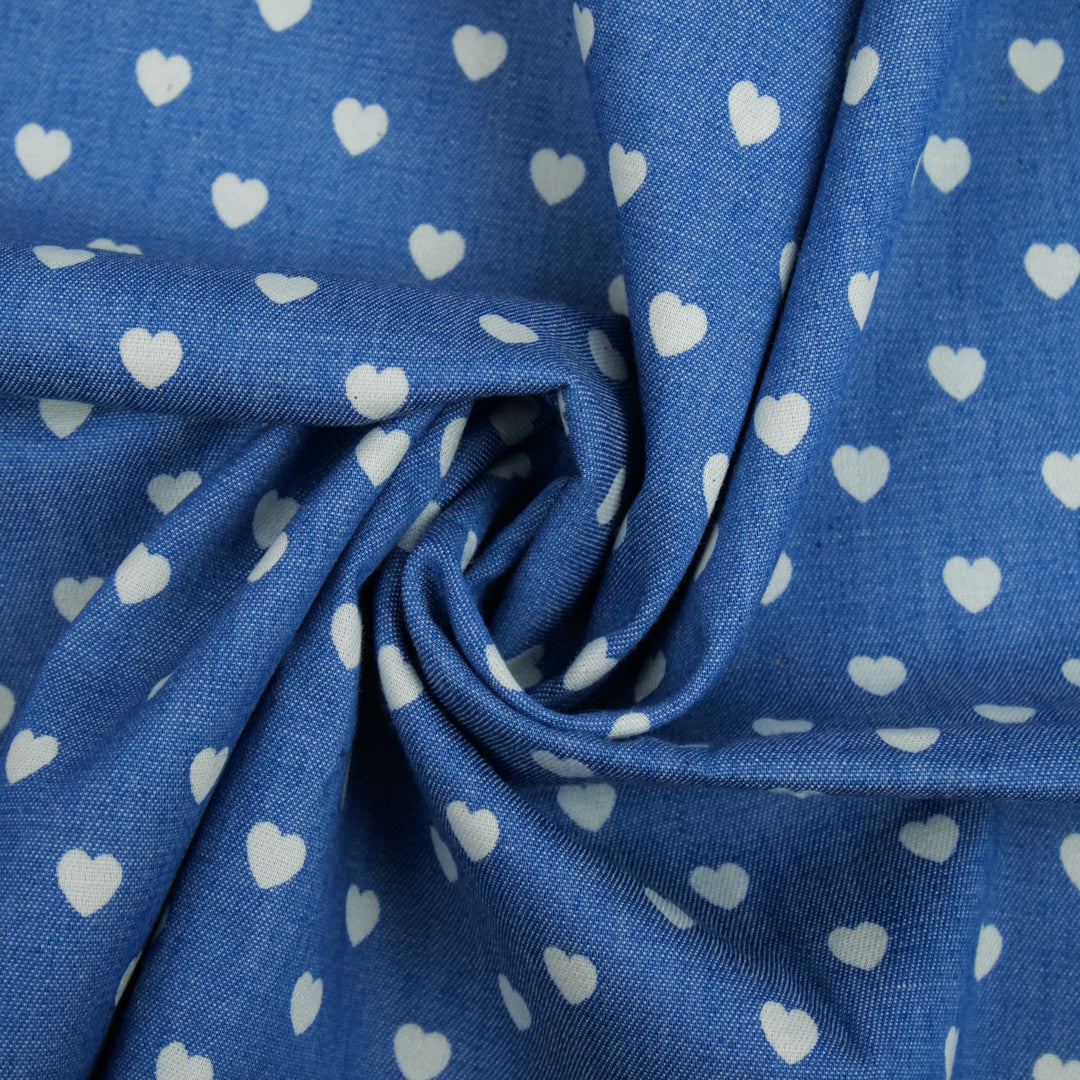 EVERYDAY BLUE - COTTON DENIM PRINTS - HEARTS