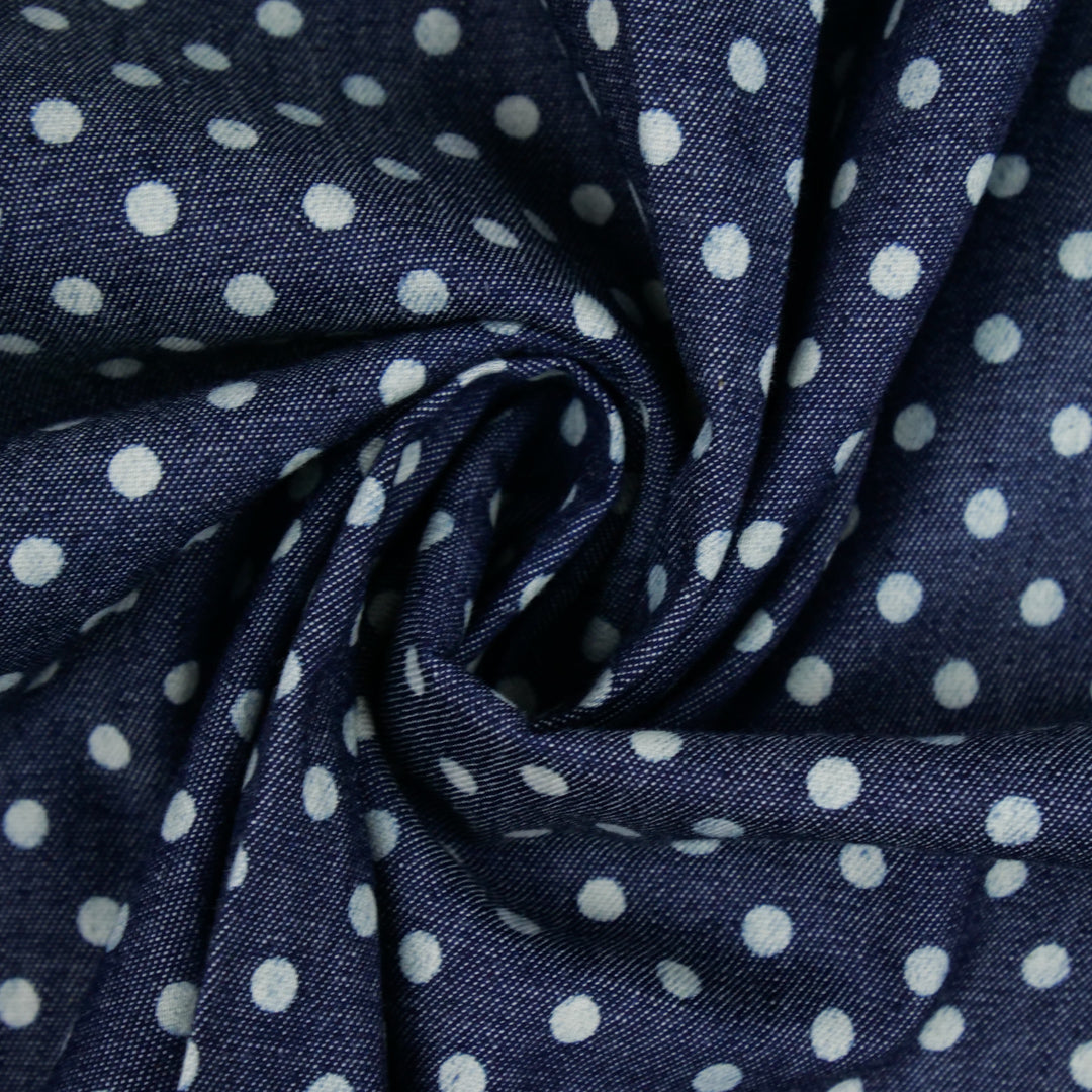 EVERYDAY BLUE - COTTON DENIM PRINTS - SMALL DOTS