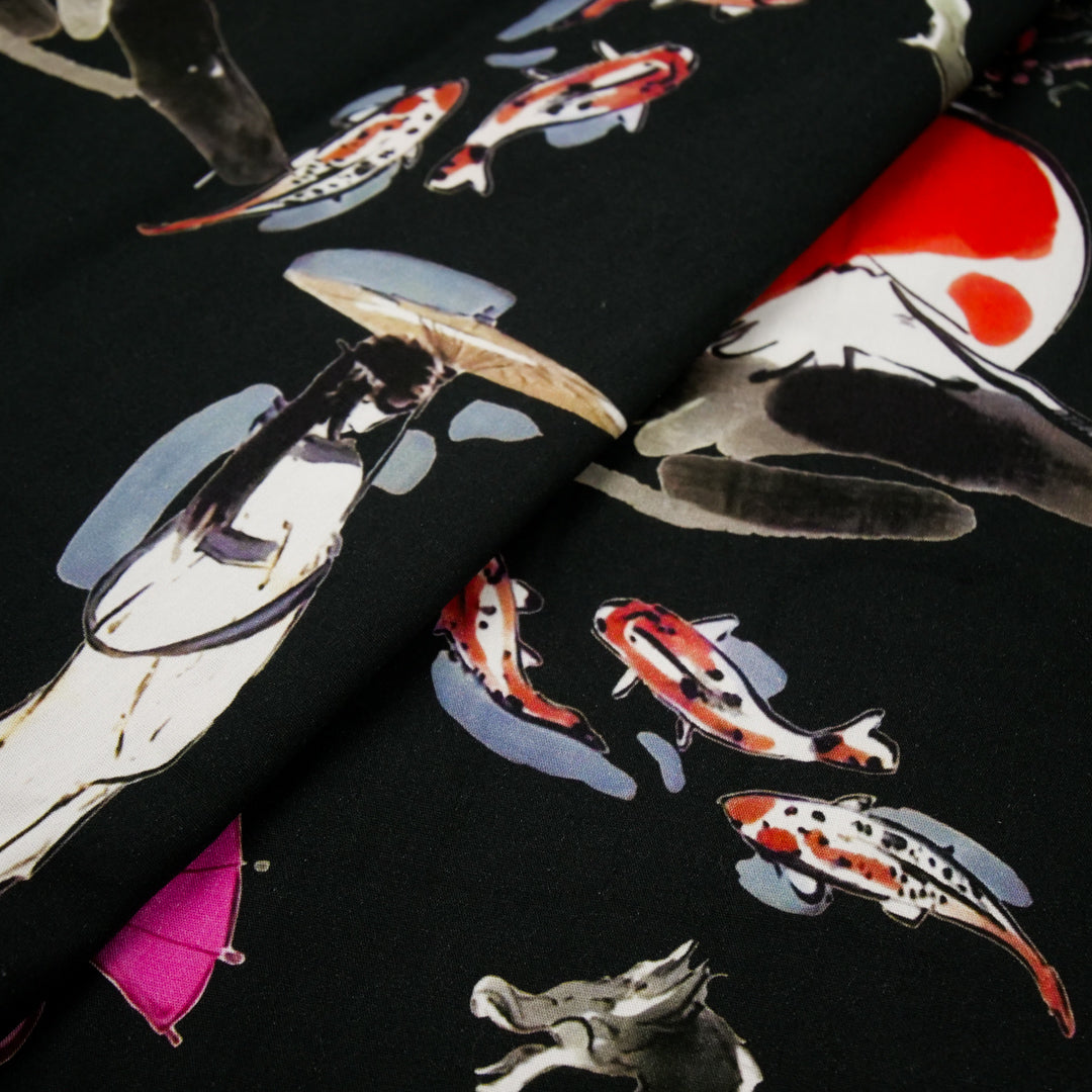 GIGGLES AND GRAPHICS-COTTON POPLIN PRINTS-DRAGONS/KOI FISH