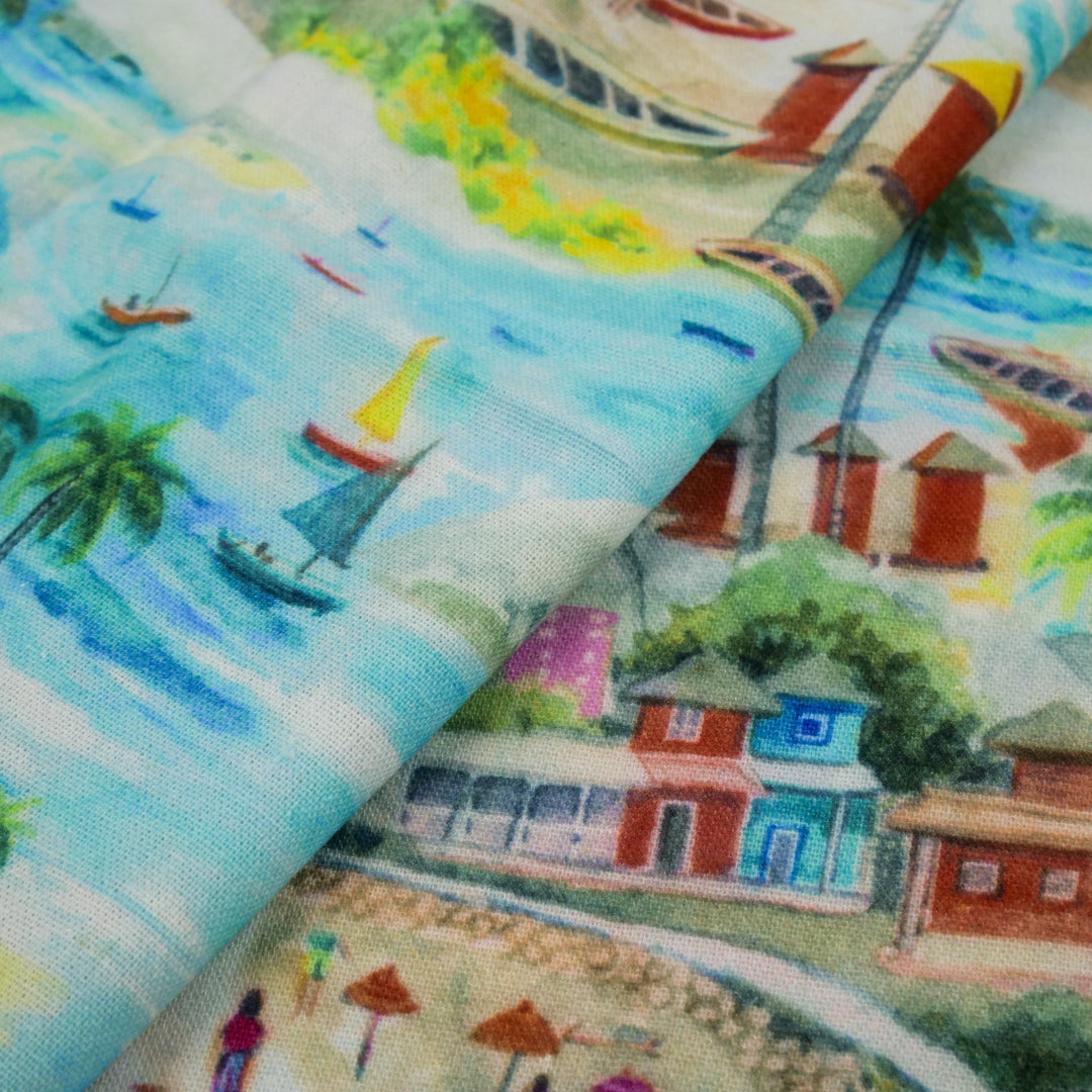SUMMER ESSENTIALS - RAYON LINEN PRINTS - PARADISE ISLAND