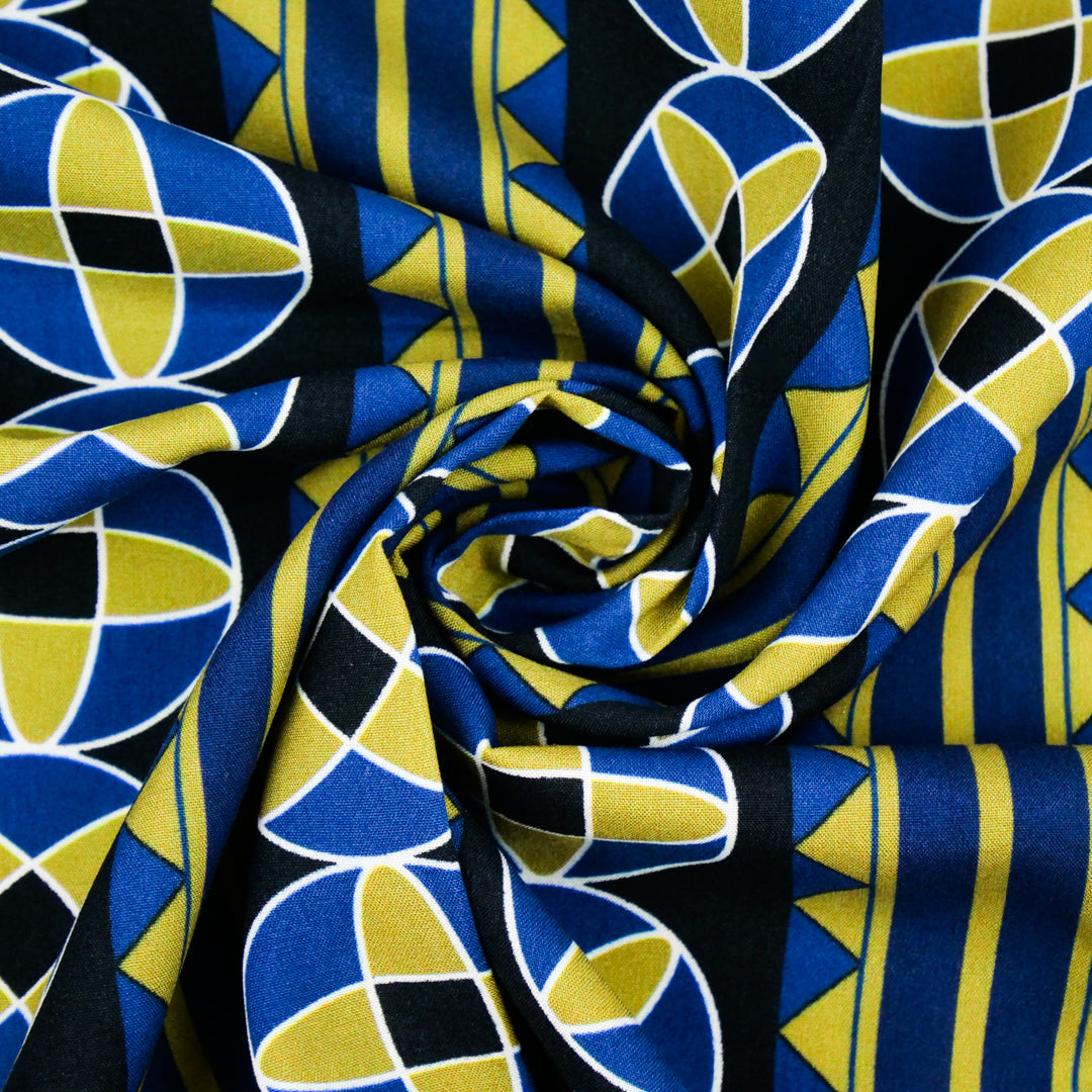 CHARLIE-RAYON POPLIN PRINTS-GEOMETRIC STRIPE
