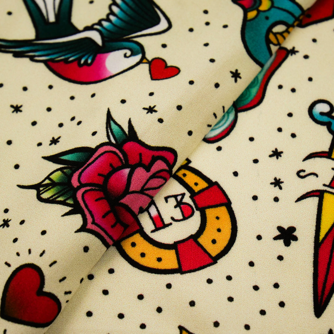 CHARLIE-RAYON POPLIN PRINTS-HEARTS / DICE