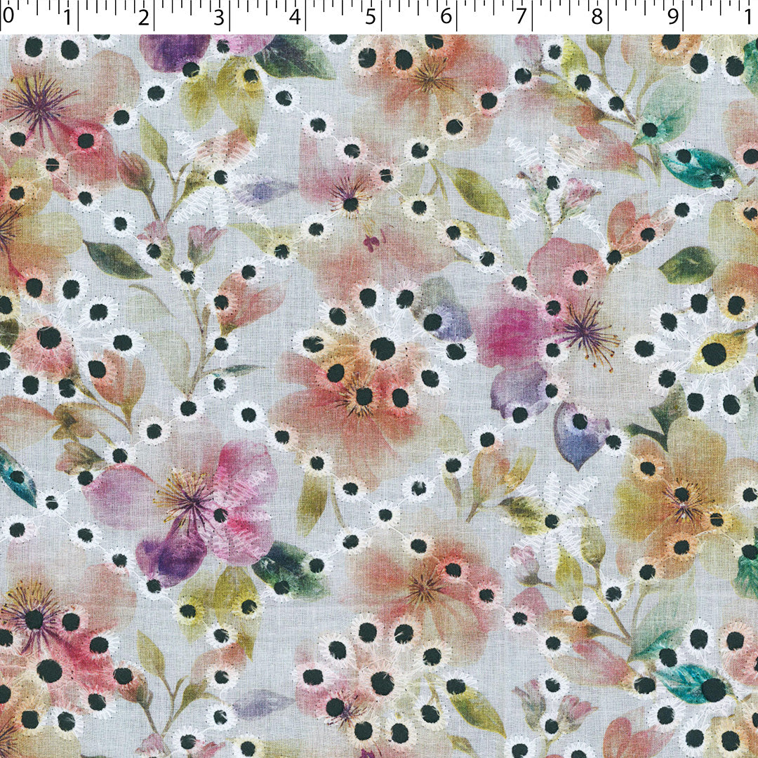 CONVENT GARDEN - COTTON EMBROIDERED PRINT - FLORAL BLOOMS