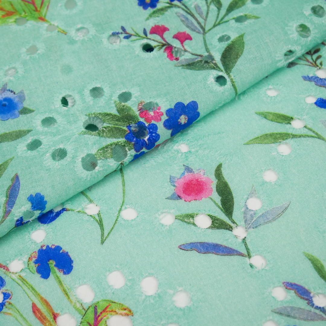 CONVENT GARDEN - COTTON EMBROIDERED PRINT - SPACED FLORAL