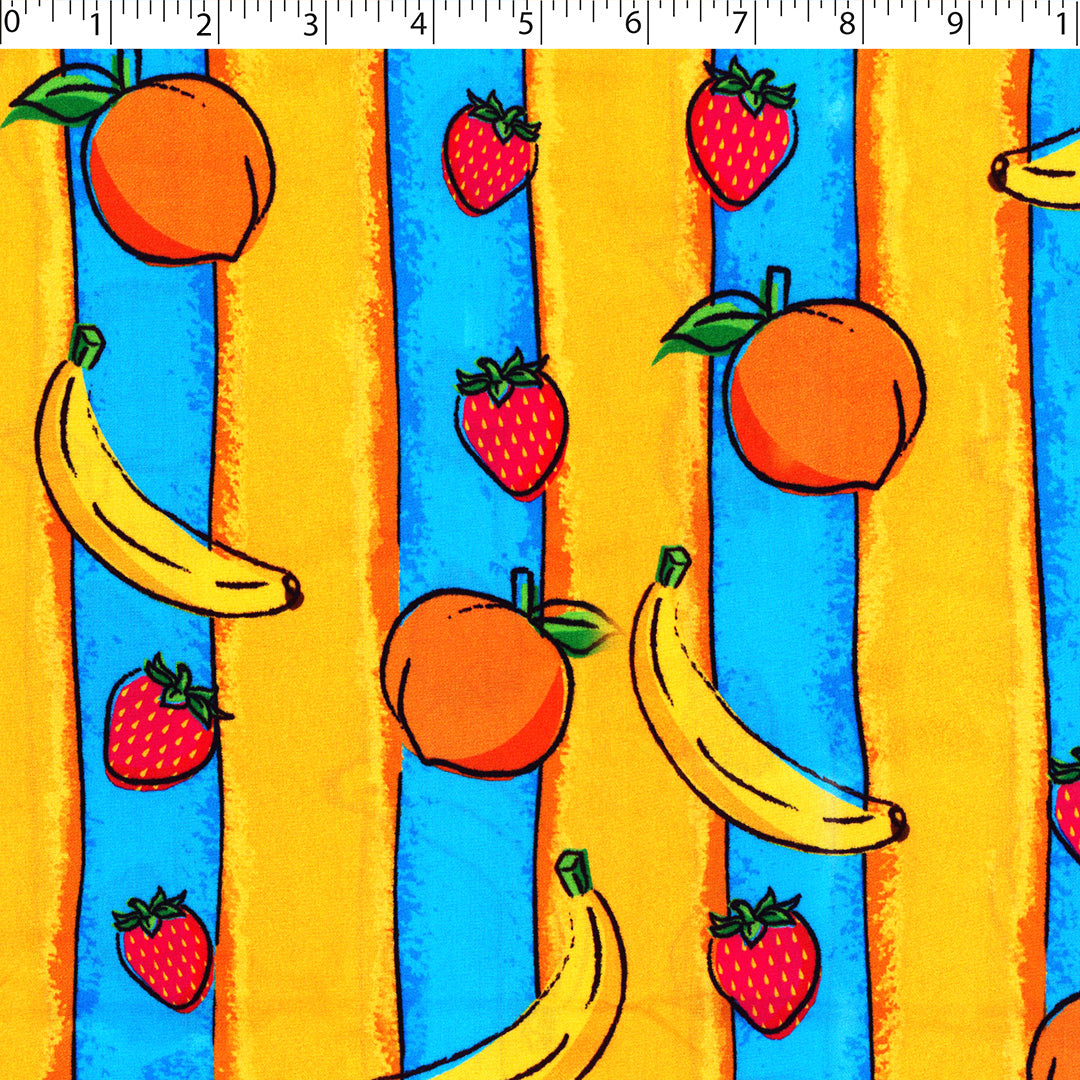 KATIE COLLECTION - RAYON POPLIN PRINTS - FRUIT STRIPES
