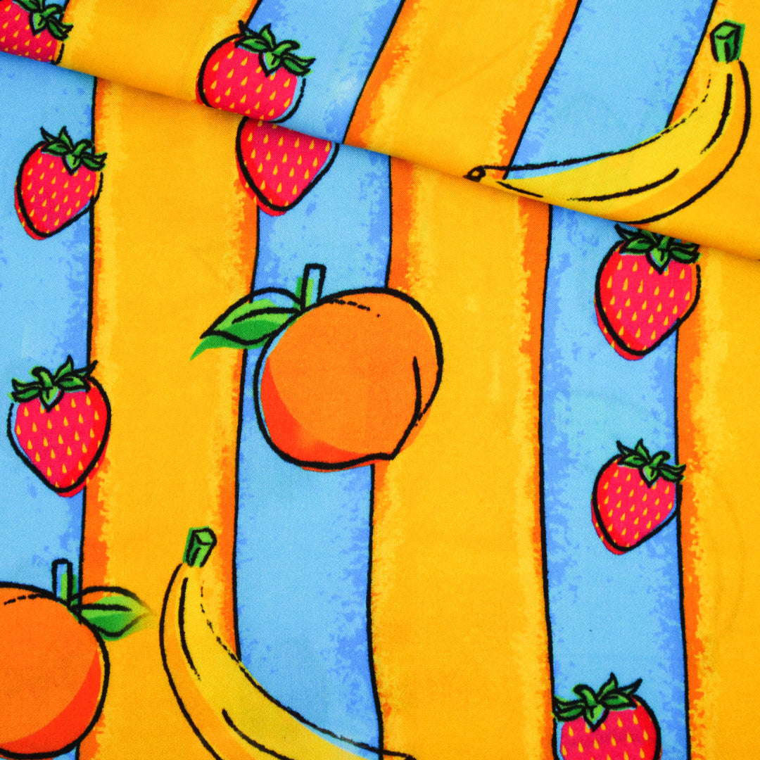 KATIE COLLECTION - RAYON POPLIN PRINTS - FRUIT STRIPES