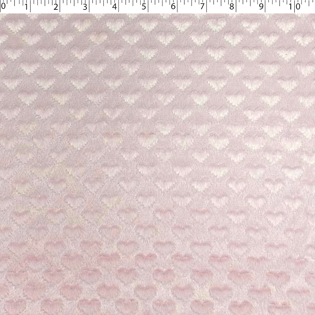 pink polyester embossed hearts chenille