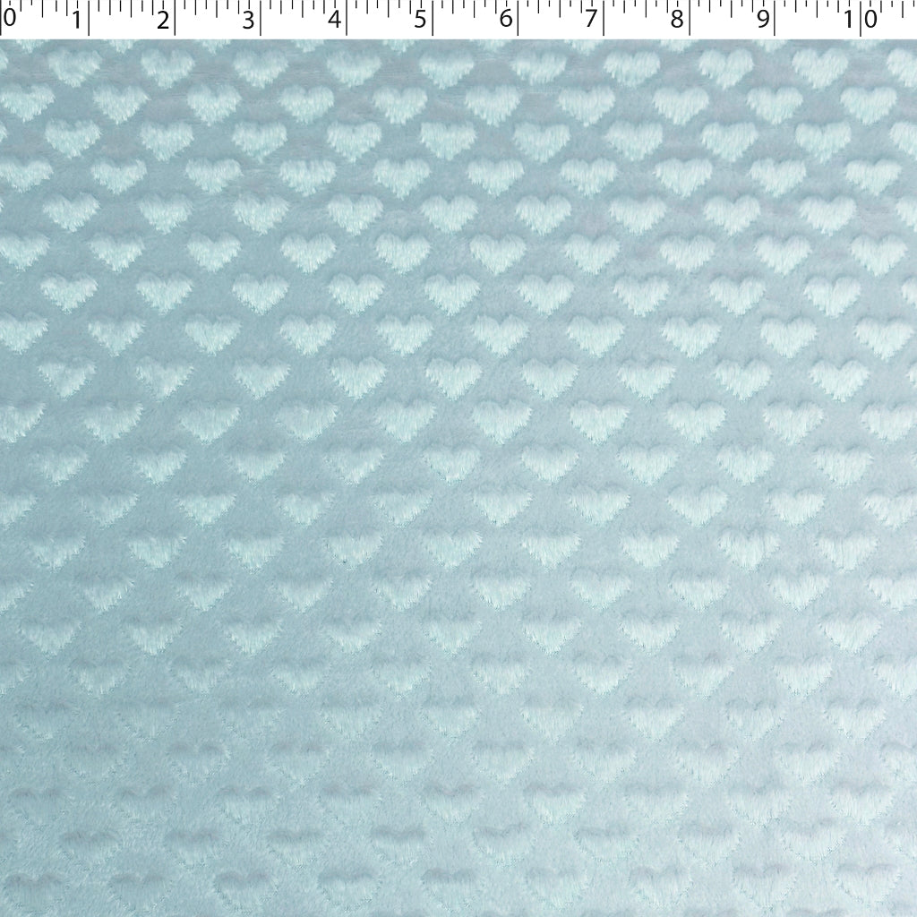 soft teal polyester embossed hearts chenille