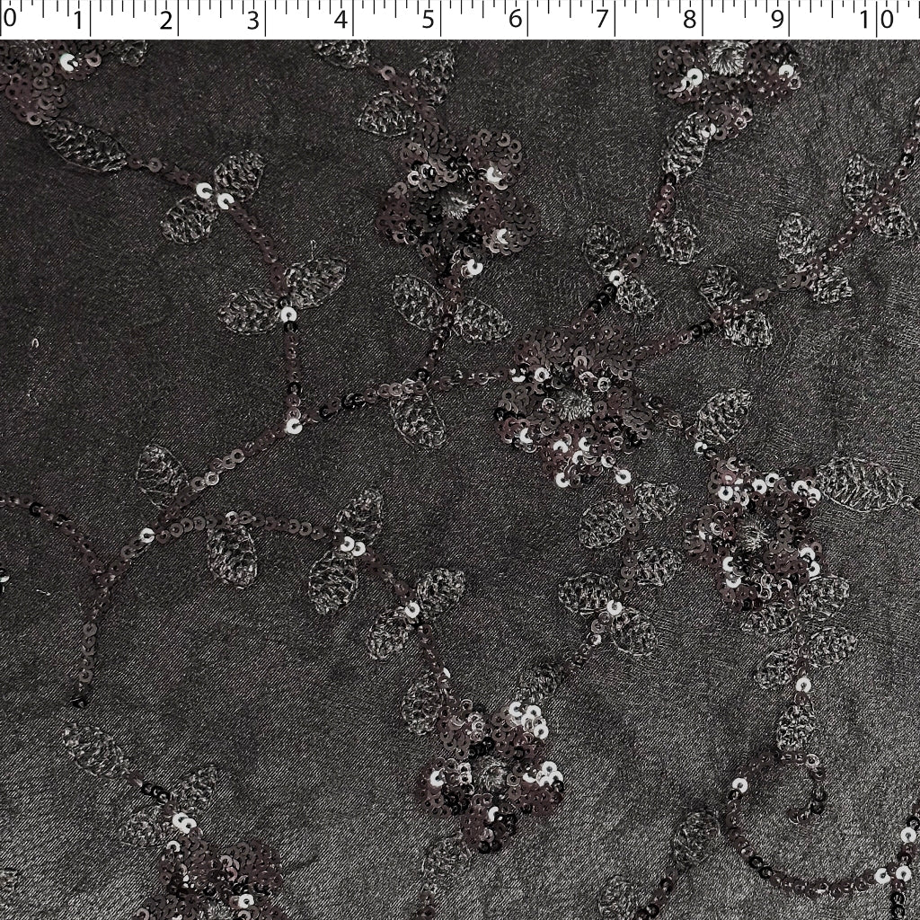 LUCIANA EMBROIDERED SEQUIN TULLE - FLORAL