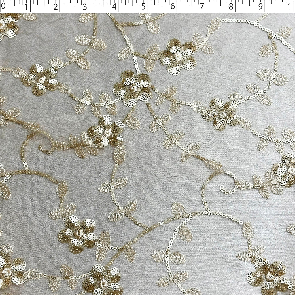 LUCIANA EMBROIDERED SEQUIN TULLE - FLORAL