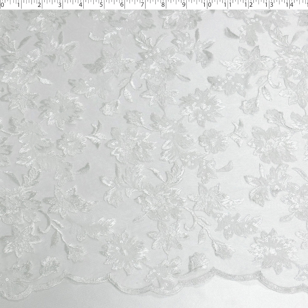 LUCIANA EMBROIDERED SEQUIN TULLE - FLOWERS n LEAVES