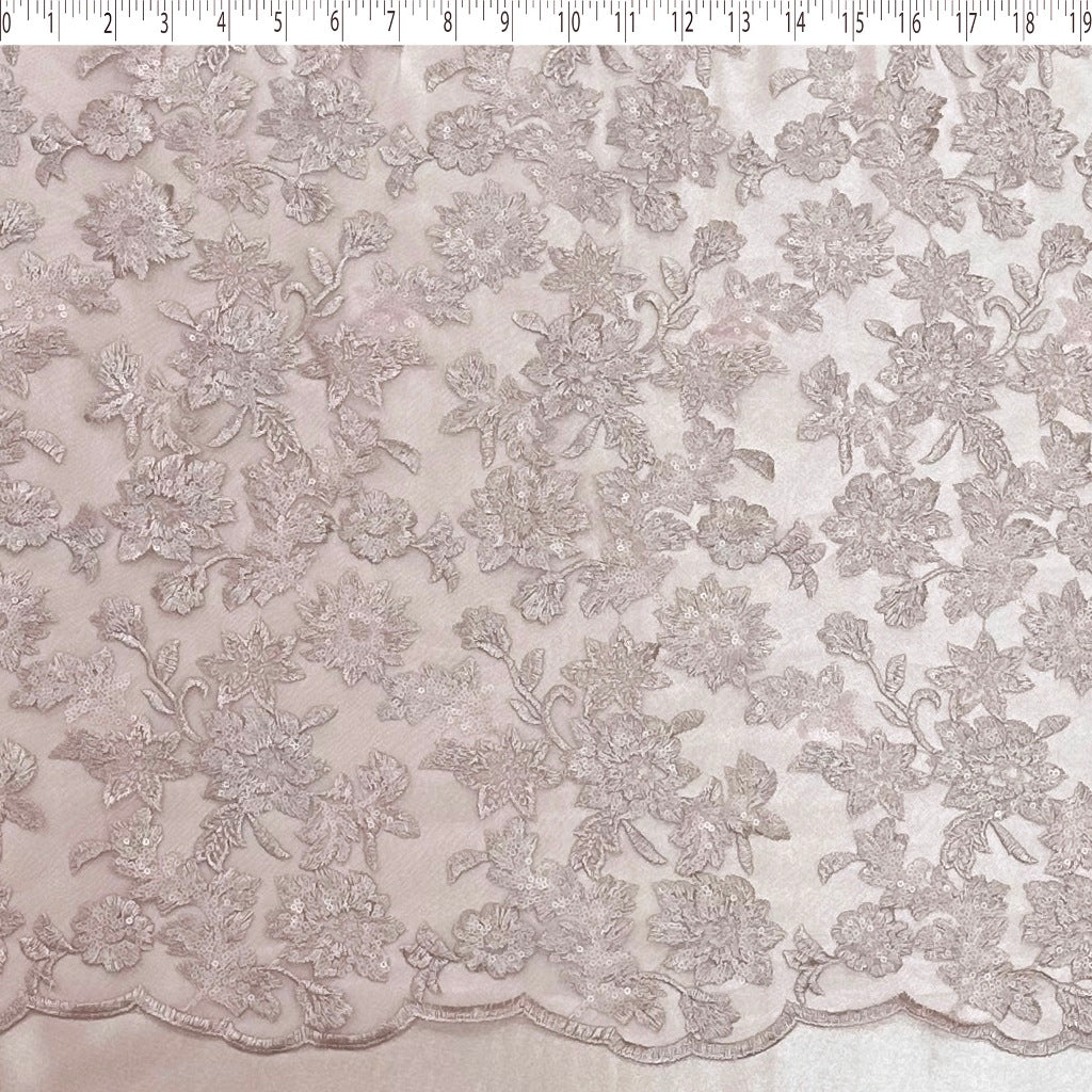 LUCIANA EMBROIDERED SEQUIN TULLE - FLOWERS n LEAVES