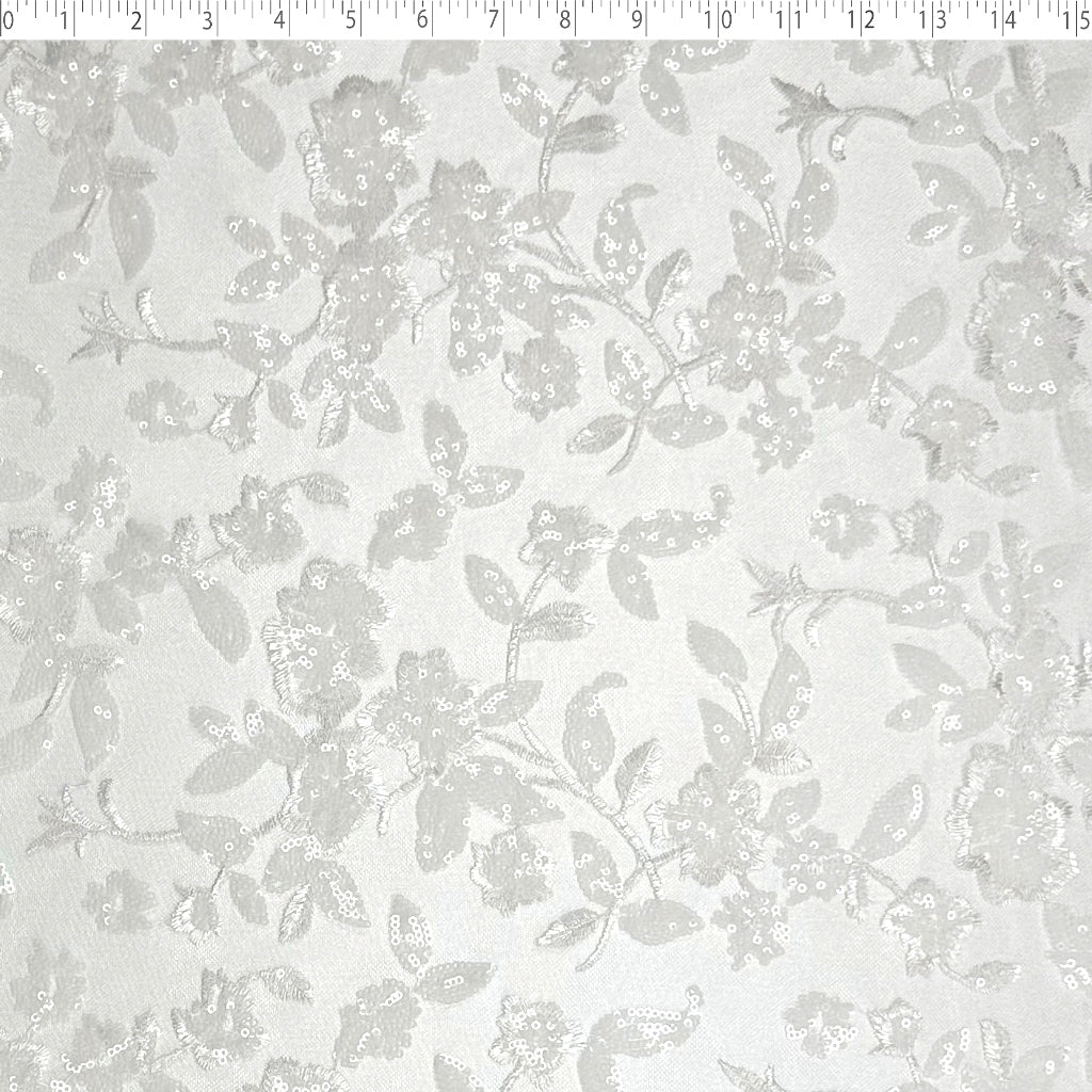 LUCIANA EMBROIDERED SEQUIN TULLE - FLORAL CLUSTERS