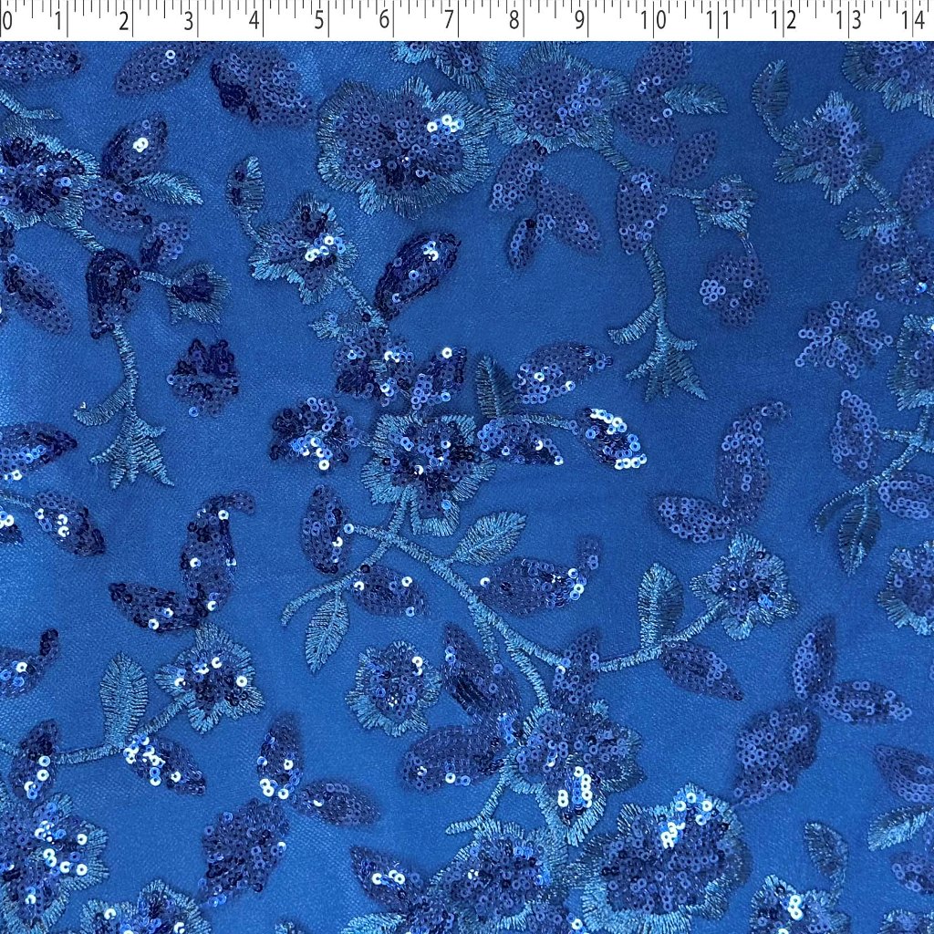 LUCIANA EMBROIDERED SEQUIN TULLE - FLORAL CLUSTERS