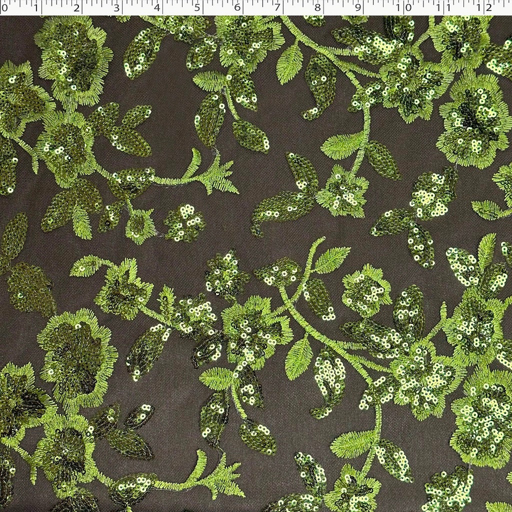 LUCIANA EMBROIDERED SEQUIN TULLE - FLORAL CLUSTERS