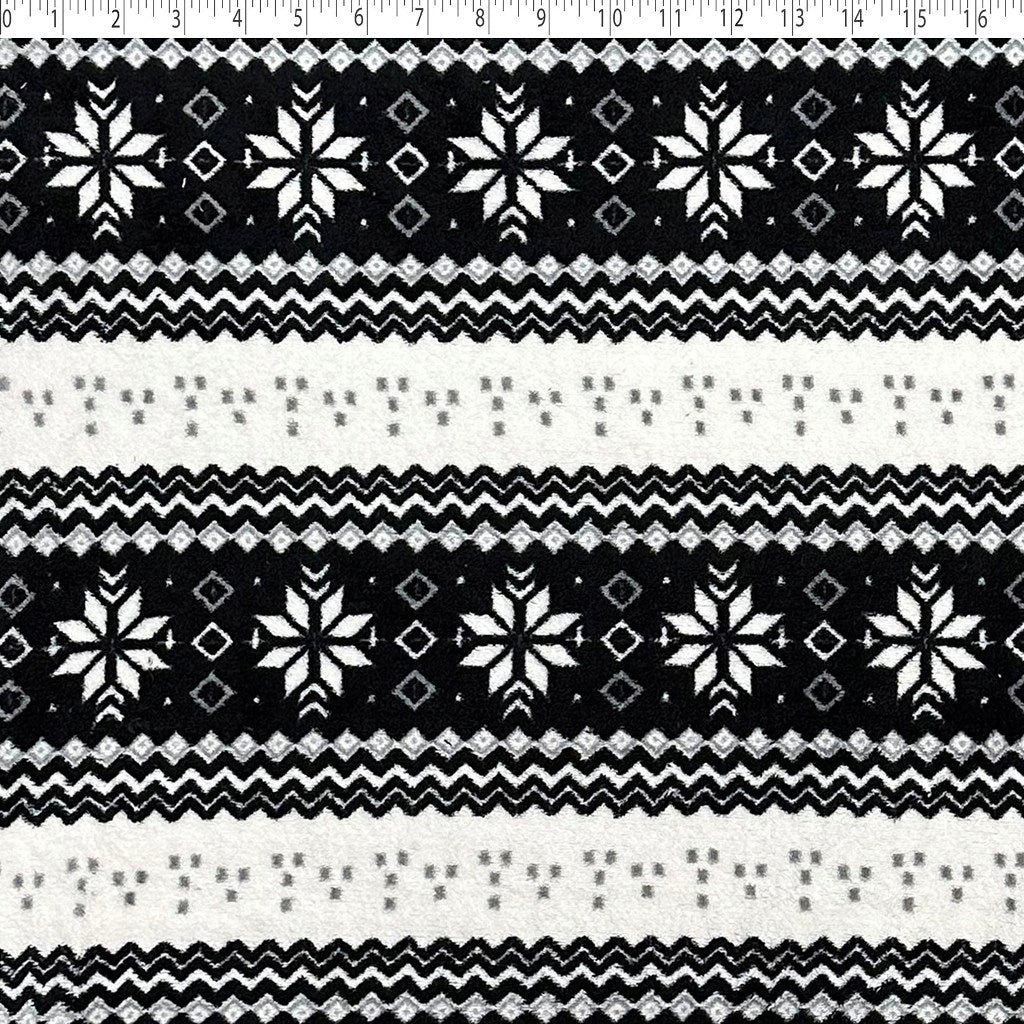 black / ivory Nordic stripe polyester fleece