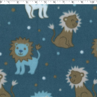 teal friendly lion fleece